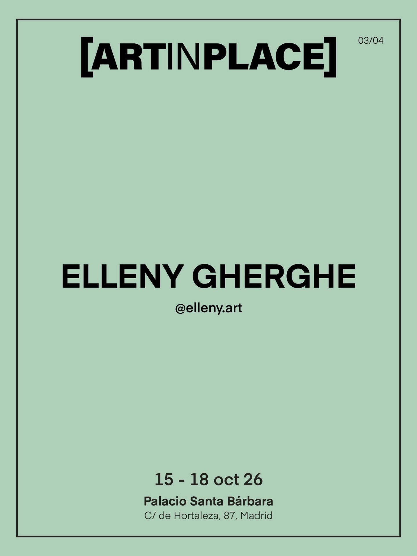 ART IN PLACE — Elleny Gherghe, 15–18 October 2026, Palacio Santa Bárbara, Madrid