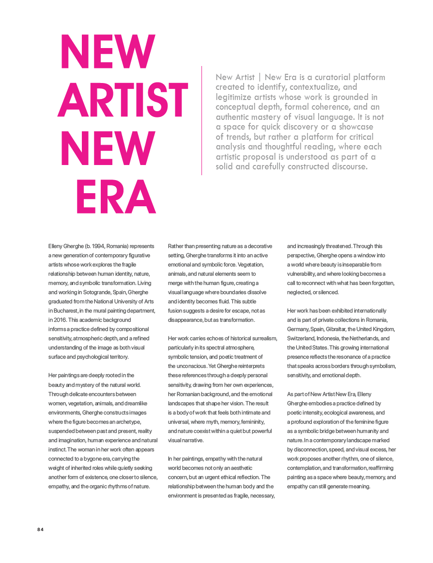 The Guide Artists Magazine editorial article on Elleny Gherghe, page 84