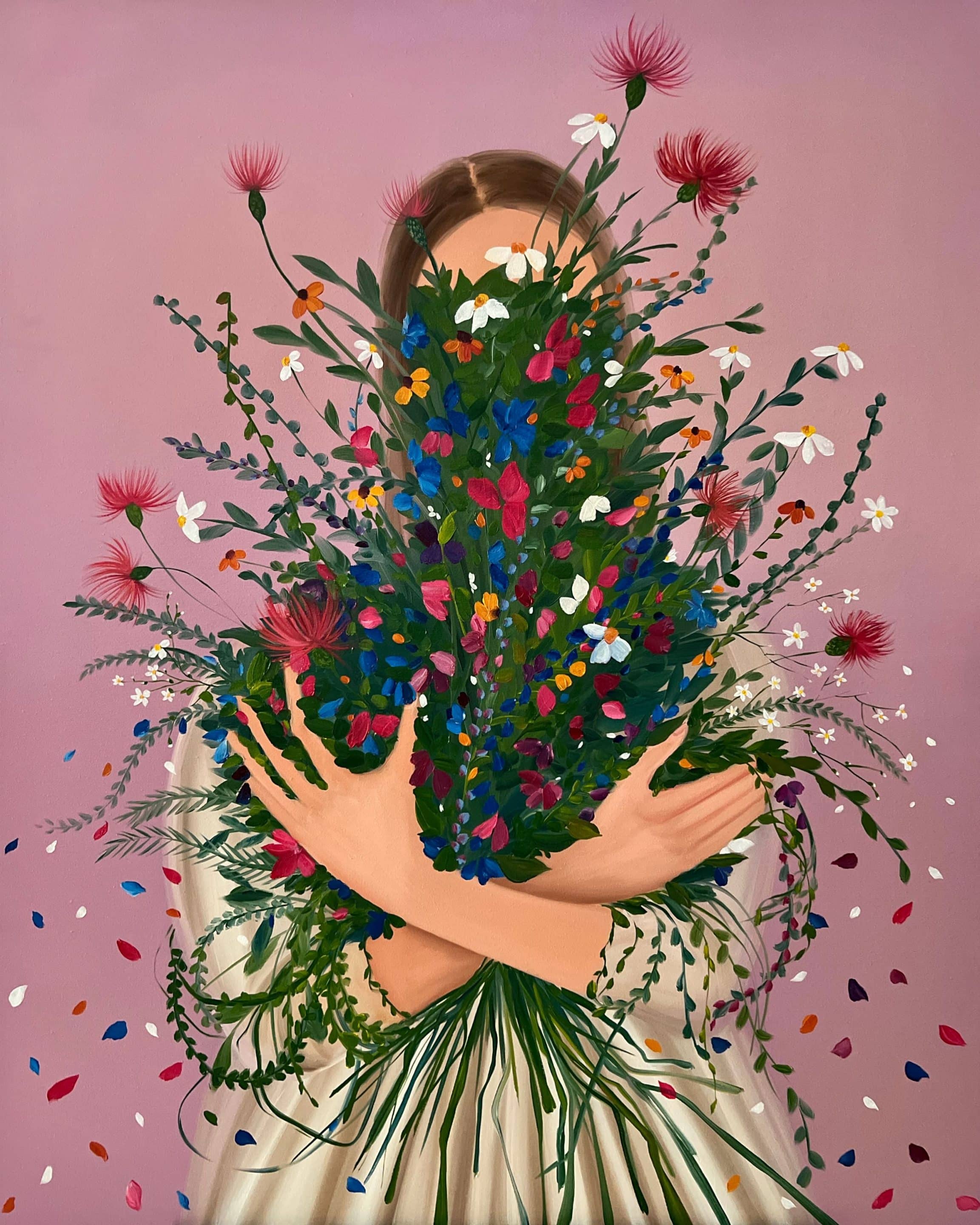 Embracing the Self, 2023, oil on canvas, by Elleny Gherghe