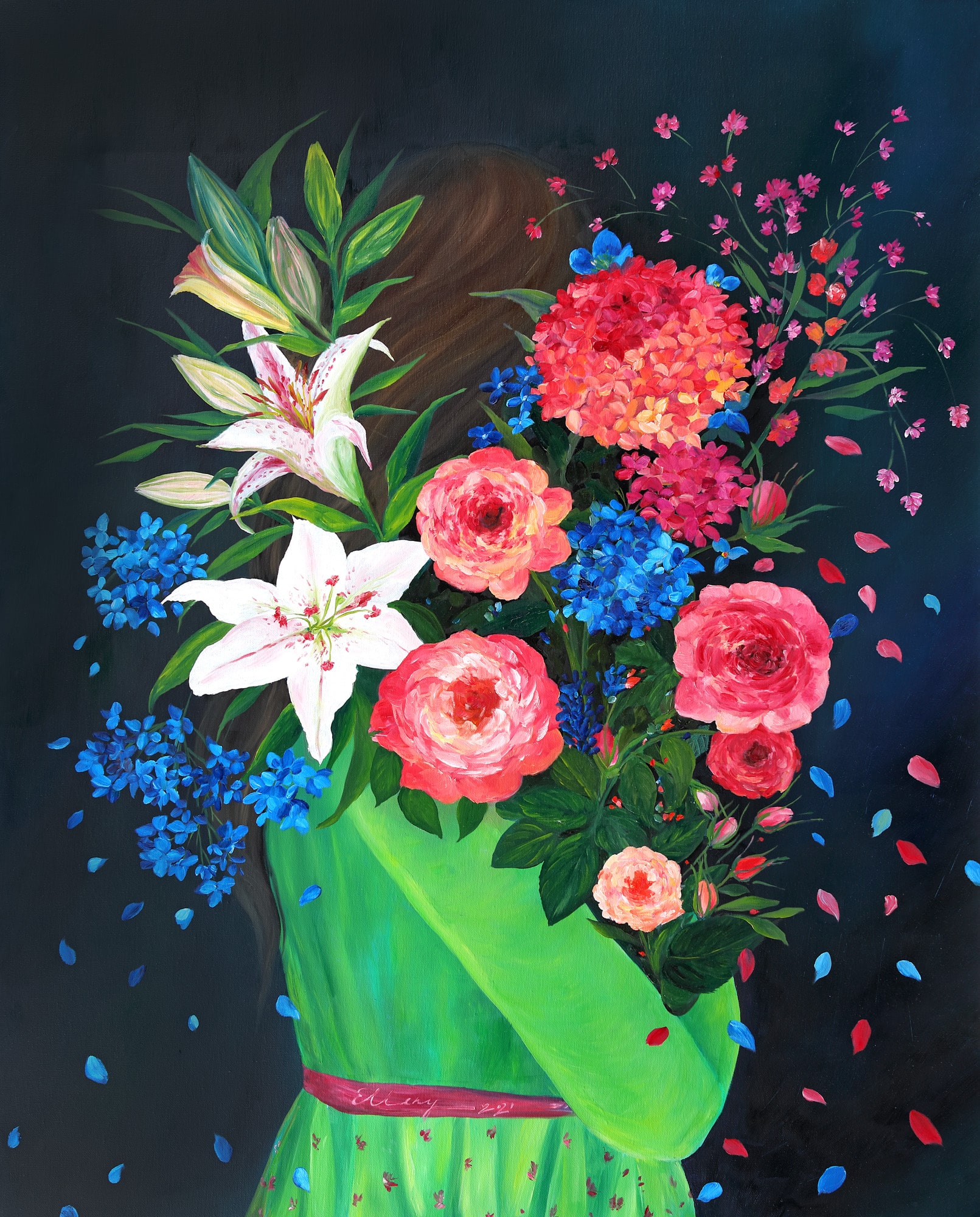 Water your roots, 2021, oil on canvas, by Elleny Gherghe