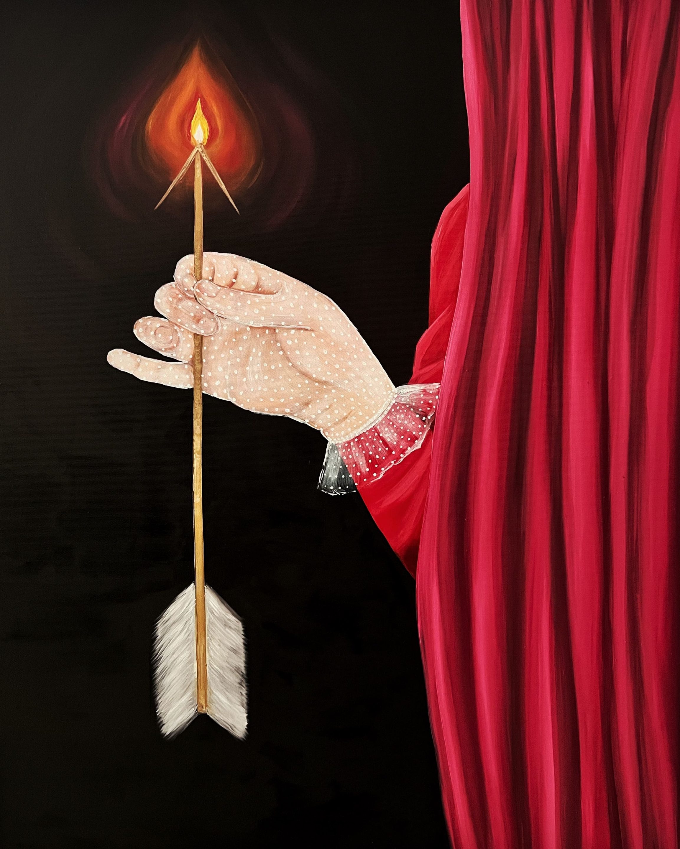 Cupid’s arrow, 2023, oil on canvas, by Elleny Gherghe