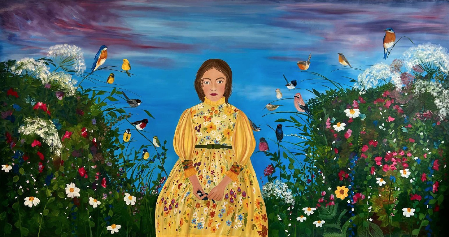 The Birds Charmer, 2023, oil on paper, by Elleny Gherghe