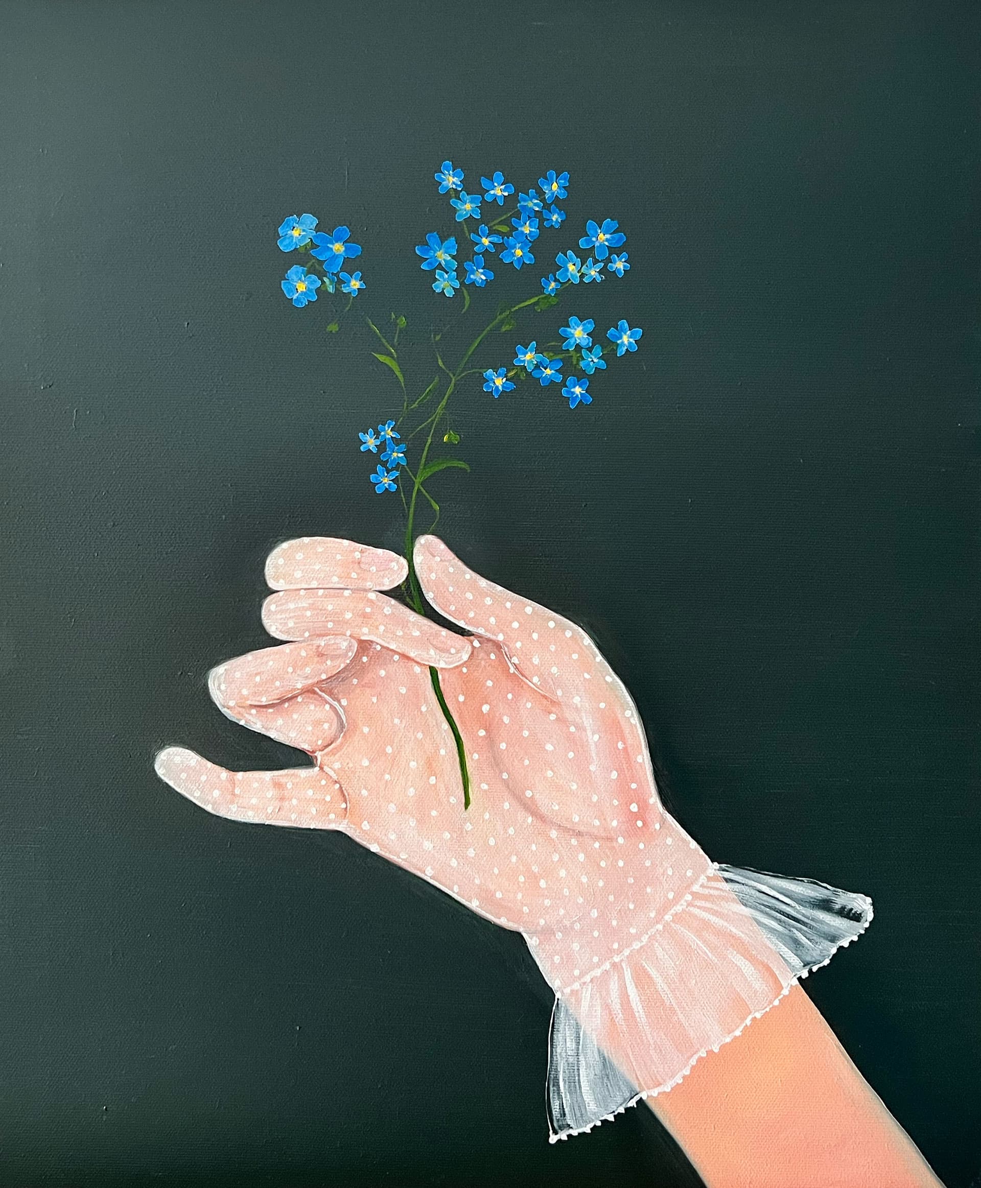 Forget me not, 2022, oil on canvas, by Elleny Gherghe