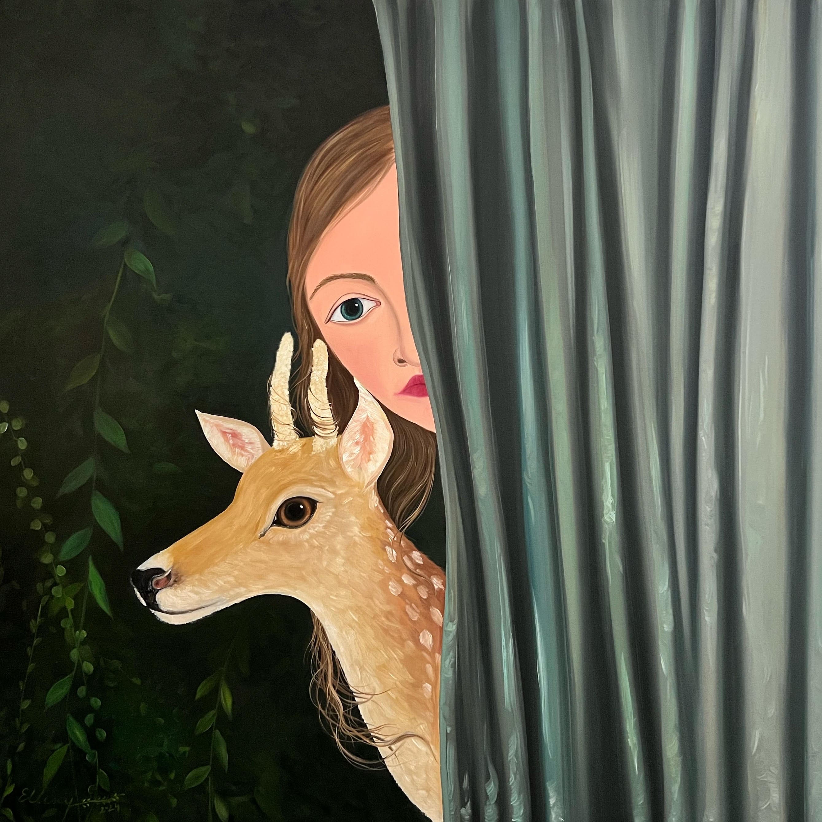 Peek-a-Boo, 2024, oil on canvas, by Elleny Gherghe